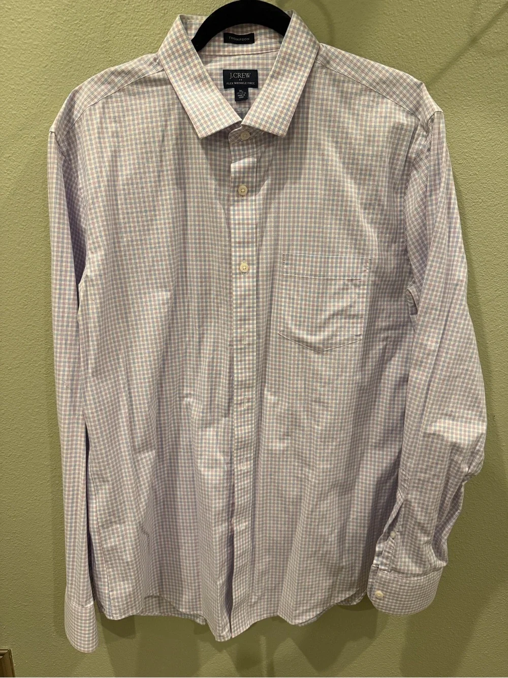 J. Crew Thompson Men’s XL 17-17 1/2 Pink and Light Blue Plaid Dress Shirt